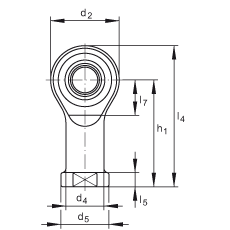 桿端軸承 GIKPSR16-PS, 根據 DIN ISO 12 240-4 標準，特種鋼材料，帶右旋內螺紋，免維護