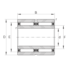 滾針軸承 NAO30X45X26-ZW-ASR1, 無擋邊，雙列