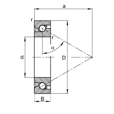 推力角接觸球軸承 BSB035072-T, 單向，接觸角 α = 60°，限制公差