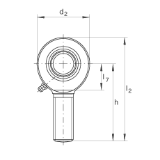 桿端軸承 GAL50-DO-2RS, 根據 DIN ISO 12 240-4 標準，帶左旋外螺紋，需維護，兩側唇密封