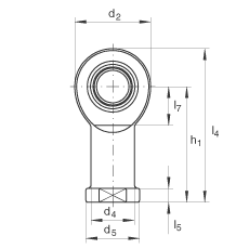 桿端軸承 GIL35-UK-2RS, 根據 DIN ISO 12 240-4 標準，帶左旋內螺紋，免維護，兩側唇密封