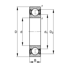 深溝球軸承 S6201-2RSR, 根據 DIN 625-1 標準的主要尺寸, 耐腐蝕保護，兩側唇密封