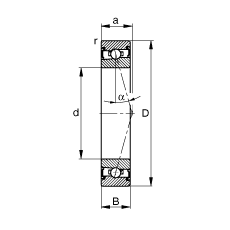 主軸軸承 HSS7014-C-T-P4S, 調節，成對安裝，接觸角 α = 15°，兩側唇密封，非接觸，加嚴公差