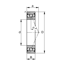 主軸軸承 HSS71918-E-T-P4S, 調節，成對安裝，接觸角 α = 25°，兩側唇密封，非接觸，限制公差