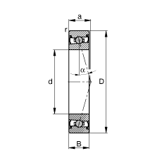 主軸軸承 HCS71908-C-T-P4S, 調節，成對安裝，接觸角 α = 15°，兩側唇密封，非接觸，限制公差