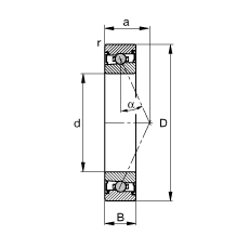 主軸軸承 HCS7019-E-T-P4S, 調節，成對或單元安裝，接觸角 α = 25°，兩側唇密封，非接觸，限制公差