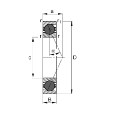 主軸軸承 HCB71915-E-T-P4S, 調節，成對或單元安裝，接觸角 α = 25°，陶瓷球，限制公差