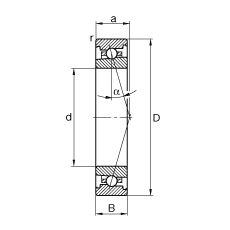 主軸軸承 HS71915-C-T-P4S, 調節，成對安裝，接觸角 α = 15°，限制公差