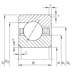 薄截面軸承 CSEB040, 角接觸球軸承，類型E，運行溫度 -54°C 到 +120°C